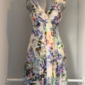 Seraphine Multicolor Watercolor Floral V-Neck Midi Dress